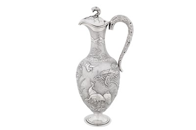 Lot 125 - A late 19th / early 20th century Chinese export silver ewer, Canton circa 1900 marked Ye Bo, retailed by Wang Hing