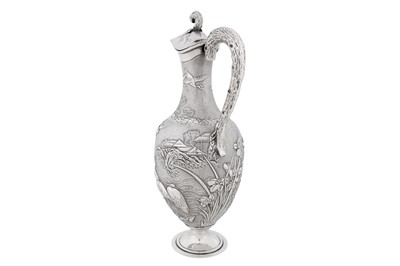 Lot 125 - A late 19th / early 20th century Chinese export silver ewer, Canton circa 1900 marked Ye Bo, retailed by Wang Hing
