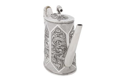 Lot 114 - A late 19th century Chinese export silver coffee pot, Canton circa 1890, marked Qing Yuan