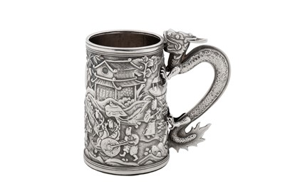 Lot 39 - A late 19th century Chinese export silver small mug, Canton circa 1870, marked Long, retailed by Hung Chong of Shanghai