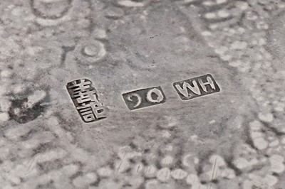 Lot 50 - An early 20th century Chinese export silver small desk tray, Shanghai circa 1920, marked Shan Ji, retailed by Wang Hing