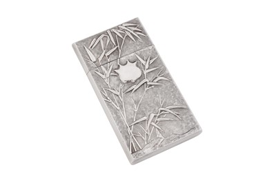 Lot 40 - An early 20th century Chinese export silver card case, Canton circa 1910, marked Kun Hing, retailed by Guang Li