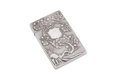 Lot 42 - An early 20th century Chinese export silver card case, Canton circa 1910, marked Xin, retailed by On Hing