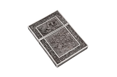 Lot 45 - A late 19th century Chinese export unmarked silver filigree card case, Canton circa 1870