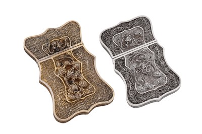 Lot 44 - Two late 19th century Chinese export silver filigree card cases, Canton circa 1880