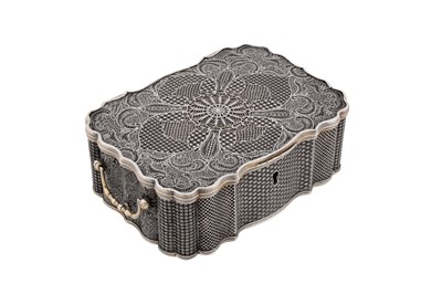 Lot 34 - A mid-18th century Chinese export parcel gilt silver filigree casket, Canton circa 1750