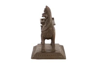 Lot 8 - A BRONZE INCENSE BURNER IN THE FIGURE OF A YALI