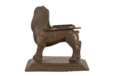 Lot 8 - A BRONZE INCENSE BURNER IN THE FIGURE OF A YALI
