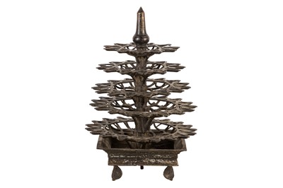 Lot 58A - A BRONZE SOUTH INDIAN TEMPLE LAMP