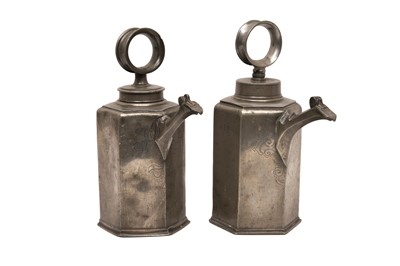 Lot 316 - TWO 18TH CENTURY SWISS 'PRISMENKANNE' WINE CANS