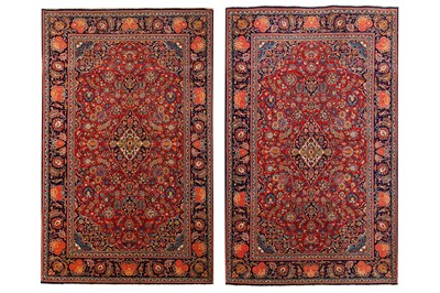 Lot 96 - A PAIR OF VERY FINE KASHAN RUGS, CENTRAL PERSIA