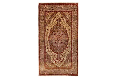 Lot 56 - AN EXTREMELY FINE SILK SIGNED HEREKE RUG, TURKEY