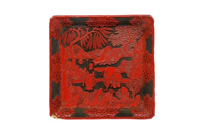 Lot 78 - A CHINESE TWO-COLOUR CINNABAR LACQUER 'ELEPHANT' TRAY