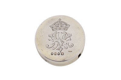Lot 25 - Queen Victoria – A Victorian sterling silver gilt tape measure, London 1866 by Thomas Johnson I