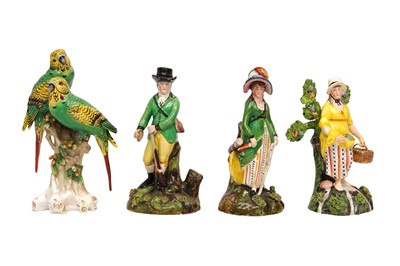 Lot 408 - A GROUP OF THREE STAFFORDSHIRE PEARLWARE FIGURES, CIRCA 1820S