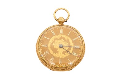 Lot 81 - OPEN FACED POCKET WATCH - 18K GOLD