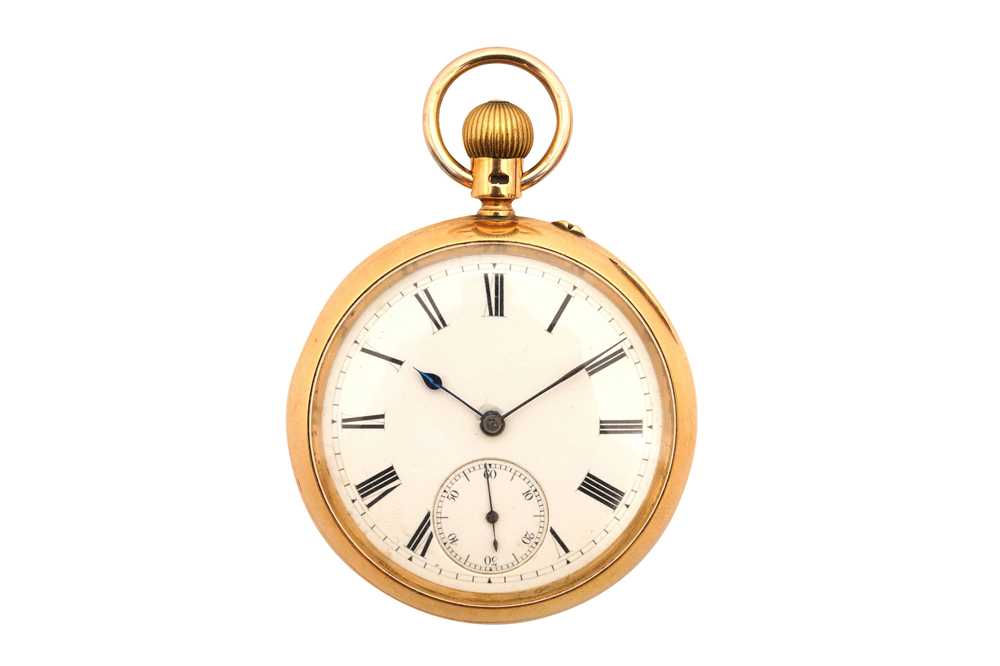 Lot 84 - OPEN FACED POCKET WATCH - 18K GOLD 