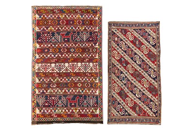 Lot 2 - A TWO SHAHSAVAN FLAT WEAVE SMALL RUGS, NORTH-WEST PERSIA
