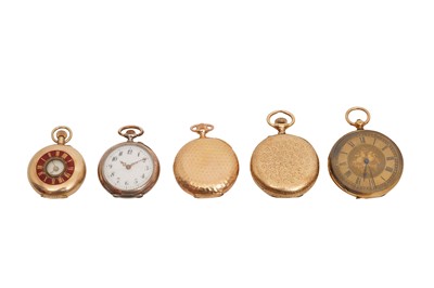 Lot 82 - FIVE ANTIQUE FOB WATCHES