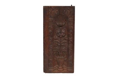 Lot 339 - A MID 17TH CENTURY CARVED OAK ENGLISH BAROQUE PANEL
