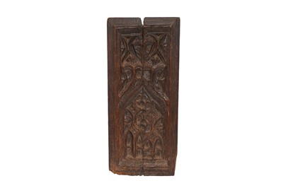 Lot 340 - A FRENCH LATE MEDIEVAL CARVED OAK GOTHIC PANEL