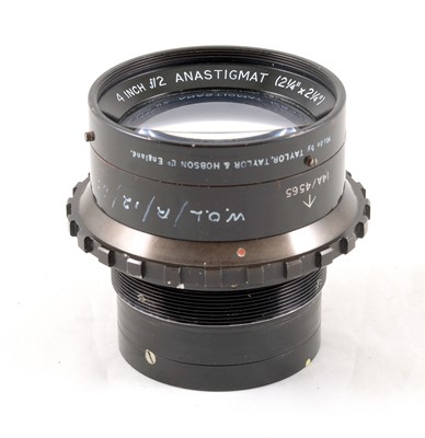 Lot 209 - An Uncommon Ex-WD TT&H 4 inch f2 Anastigmat (2 1/4" x 2 1/4") Lens.