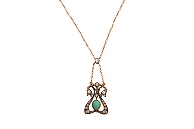 Lot 29 - A TURQUOISE AND DIAMOND NECKLACE