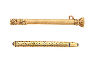 Lot 87 - AN EARLY 20TH CENTURY FRENCH 18CT GOLD CASED, ENAMELED PEN