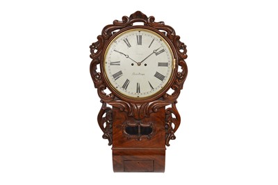 Lot 348 - A VICTORIAN MAHOGANY DROP DIAL WALL CLOCK