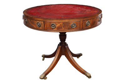Lot 334 - A GEORGE III STYLE MAHOGANY DRUM TABLE, MID 20TH CENTURY