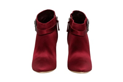 Lot 4 - Manolo Blahnik Garnet Embellished Heeled Ankle Boot - Size 37