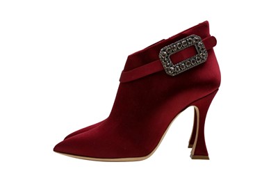 Lot 4 - Manolo Blahnik Garnet Embellished Heeled Ankle Boot - Size 37