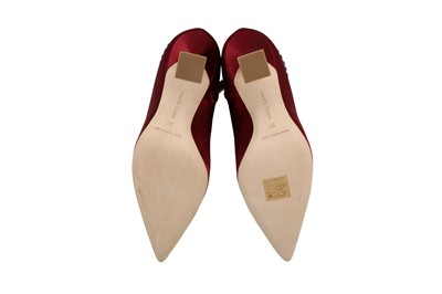 Lot 4 - Manolo Blahnik Garnet Embellished Heeled Ankle Boot - Size 37