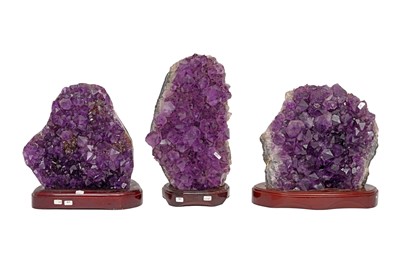 Lot 68 - THREE AMETHYST GEODE CLUSTERS