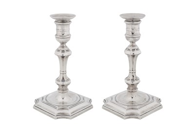 Lot 489 - A pair of Victorian sterling silver candlesticks, Sheffield 1895 by Hawksworth, Eyre and Co Ltd