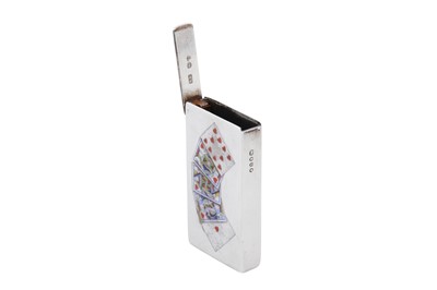 Lot 104 - A Victorian sterling silver and enamel vesta case, London 1889 by Sampson Mordan