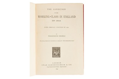 Lot 130 - Engels. Condition of the Working Class in England in 1844. 1892