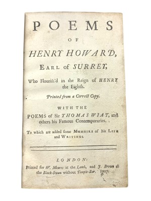 Lot 135 - Howard. Poems of Henry Howard, Earl of Surrey…1717