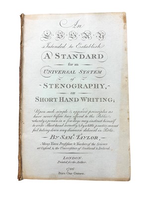 Lot 152 - Taylor ,  Stenography or Short Hand Writing,  1786