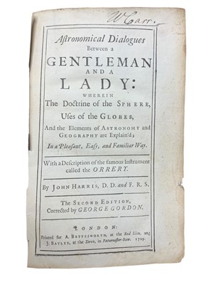 Lot 99 - Harris. Astronomical Dialogues between a Gentleman and a Lady,  1729
