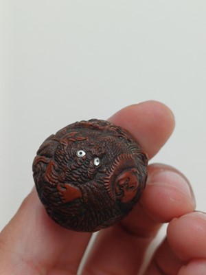 Lot 850 - A JAPANESE CARVED WALNUT NETSUKE (KURUMI), SIGNED SEIMIN