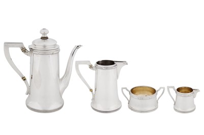 Lot 343 - An early 20th century Austrian 800 standard silver four-piece coffee service, Vienna circa 1920 by Alexander Birkl