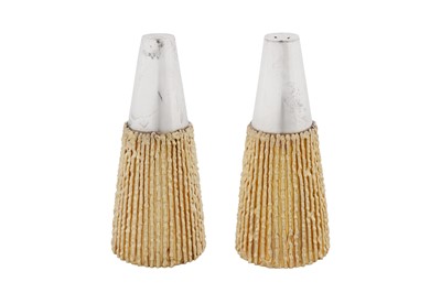 Lot 448 - A pair Elizabeth II modernist parcel gilt sterling silver cruets, London 1966 by Stuart Devlin (1931-2018)