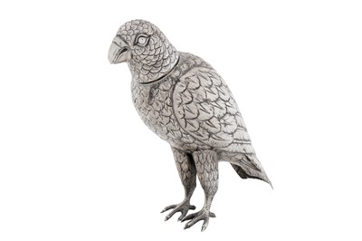 Lot 351 - A late 19th / early 20th century German silver model of a parrot, Hanau circa 1900 possibly by Storck and Sinsheimer