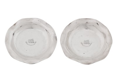 Lot 557 - A very rare and interesting pair of George III Scottish provincial silver ‘bonbonnieres’ or sweetmeat dishes, Canongate circa 1770 by William Craw and James Hill (active circa 1770-75)