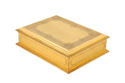 Lot 75 - A cased very large mid-20th century French 950 standard silver gilt cigarette or cigar box, Paris circa 1940 by Puiforcat