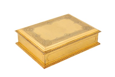 Lot 75 - A cased very large mid-20th century French 950 standard silver gilt cigarette or cigar box, Paris circa 1940 by Puiforcat