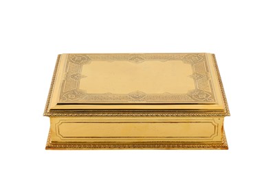 Lot 75 - A cased very large mid-20th century French 950 standard silver gilt cigarette or cigar box, Paris circa 1940 by Puiforcat