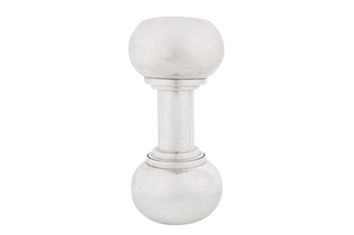 Lot 179 - A rare George V sterling silver novelty cocktail shaker, Birmingham 1935 by Asprey and Co