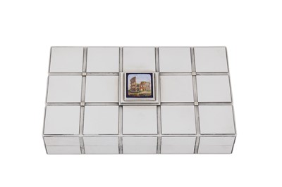 Lot 71 - A late 20th century Italian sterling silver and micro mosaic silver cigarette box, Florence circa 1980, by Fiorenzo Guerrazzi (est. 1954) for Bulgari